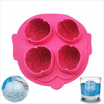 China DUMO Halloween Party 3D Brain Silicon Mold Ice Cube DIY Jello Tray Chocolate Mold Whiskey Ice Hockey Tray for sale