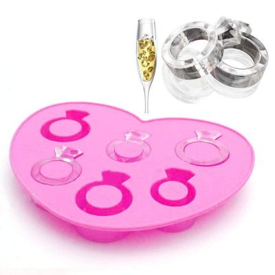 China Diamond Ring Shape Viable Silicone Mold Ice Cube Gift DIY DUMO Frozen Ice Cube Maker Funny Pink Customize for sale