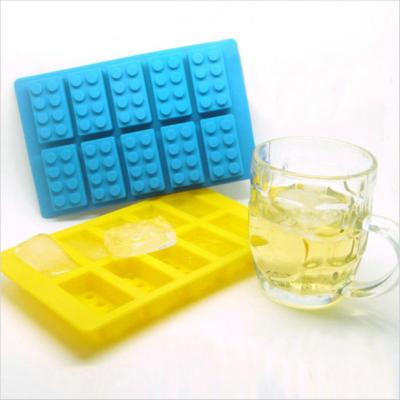 China DUMO 10 Cavity Building Block Ice Cube Tray Mold Silicone Block Lego Viable Non-Stick Ice Cream Tray Mold for sale