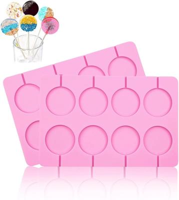 China DUMO DIY 8-12 Cavity Round Lollipop Silicone Mold Fondant Cake Tools Sucker Chocolate Hard Candy Rose Silicone Lollipop Molds for sale