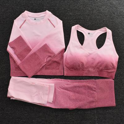 China 2022 Breathable High Quality Wholesale Women Yoga Set Seamless Leggings Long Sleeve Top Crop Sports Clothing Fitness Workout Workout Suit for sale