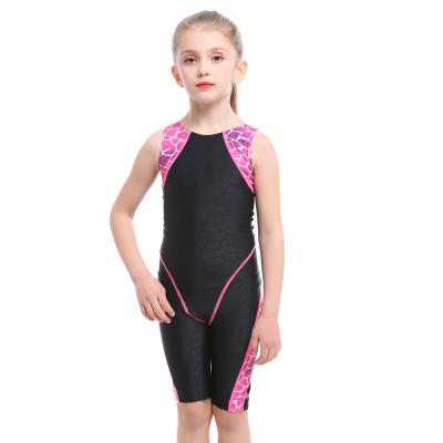 China Breathable Professional Competitive One Piece Swimsuit For Kids Swimwear Girls 2021 Kids Baby Trunks Long To Knee Patchwork Jumpsuit for sale