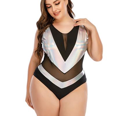 China Monokini 2022 Sexy V-Neck Plunging Mesh One Piece Swimsuit Breathable White Black Women Swimwear Plus Size Bathing Suit XXXL for sale