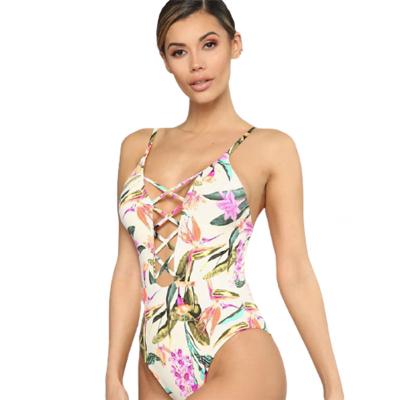 China Women's Breathable Lace Front One Piece Swimsuit With Floral Print Retail Dropshipping Wholesale for sale