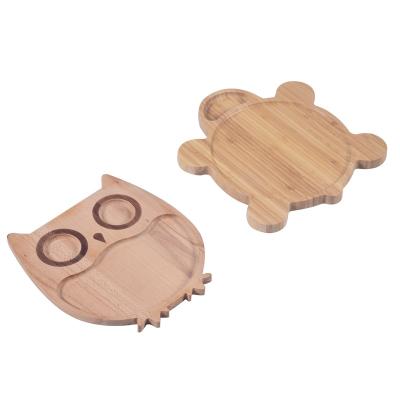 China Acasia Hot Selling Bamboo Animal Meal Food Tray For Kids Baby Environmental Protection Eco-friendly Wholesale for sale