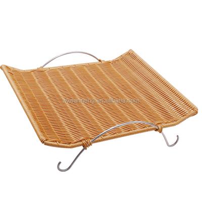 China Sustainable Stock Plastic Rattan Basket For Bread Display for sale