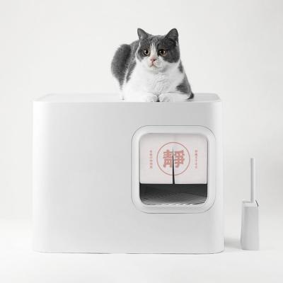 China Compact Cat Litter Box Rectangular Shape Space Saving Litter Box for sale