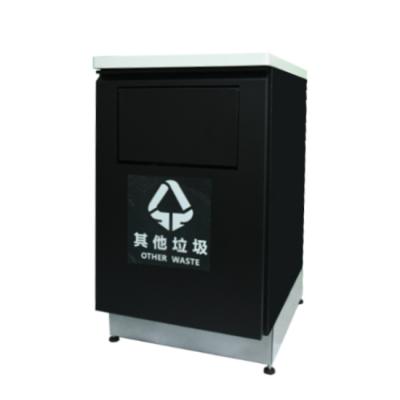 China Equipment is shown on the counter. Wholesale Fine Quality Throw Garbage Recycle Waste Bin Outside Trash Can Shopping Mall Trash Can for sale