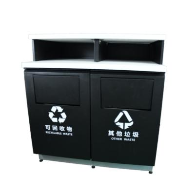 China Equipment is shown on the counter. Throw Garbage Well Sell New Type - 2 In 1 Set Recycling Waste Bin Double Bin For Shopping Mall for sale