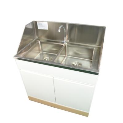 China Own. Drain. Grease trap can be put inside the unique hot sale design stainless steel kitchen double water hand sink for restaurant for sale