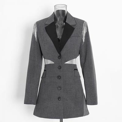 China 2021 Hot Selling Cheap Polyester Gray Women Blazer Dress 100% Good Quality Blazer Dress QUICK DRY for sale