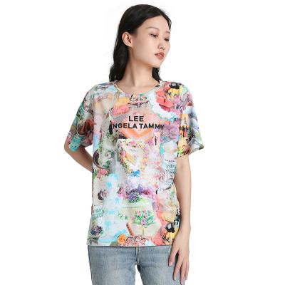 China Other Wholesale Fashion All Over Print Ladies Short Sleeve Round Neck T-Shirts for sale