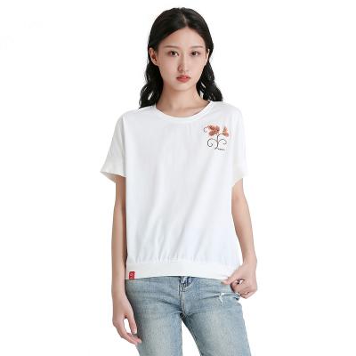 China The Other 2021 Fashionable Embroidery On The Front Short Sleeve Ladies Tops Women's T-Shirt for sale