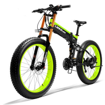 China Aluminum Alloy 1000W 48V 17.5AH 26 Inch Fat Tire 27 Speed ​​Folding Electric Mountain Bike E-Bike for sale