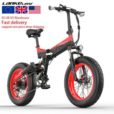 China LANKELEISI 1000W 48V 10.4AH aluminum alloy lithium battery E-bike 20 inch fat tire folding bicycle electric bike for sale