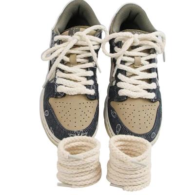 China Wholesale 2021New Round Cotton Shoe Laces Plain Weave Round Laces Women Men Pattern High Top Sneakers Canvas Board Shoe Laces for sale