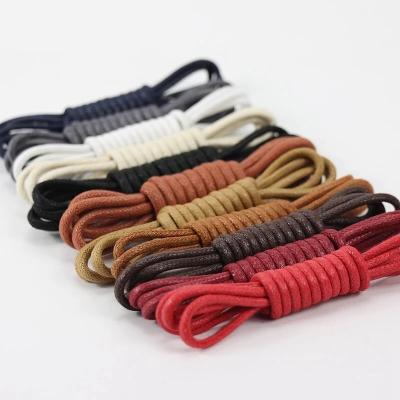 China Cotton Round Elastic Quick Rubber Lace Waxed Shoe Laces Waterproof Men Martin Boots Shoelace Quick To Wear In 1 Second for sale