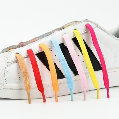 China Colored Flat No Elastic Quick Laces Kids Shoe Laces Cap Lock Buckle Metal Link Laces Adult Sneakers Lace for sale