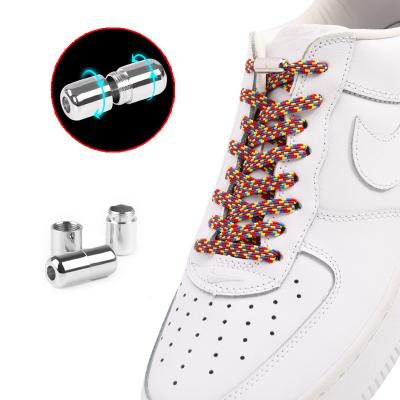 China Flat Multicolor Flat Elastic Shoe Laces Without Link Capsule Metal Lock Sneakers Shoe Laces Safety Lazy Lace Quickly Unisex for sale