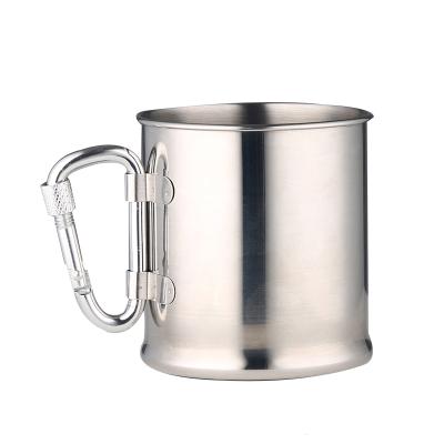 China Sustainable 10oz Stainless Steel Coffee Mug With Carabiner Handle for sale