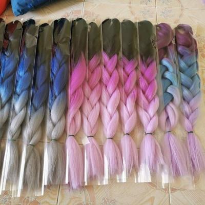 China High Temperature African Synthetic Fiber Wholesale Price Three Colors 24 Inch Ombre Expression Hair Synthetic Jumbo Braid 100g Synthetic Braiding Hair for sale