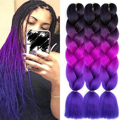 China Wholesale Synthetic Ombre Yaki Hair Ombre Yaki Style High Temperature Fiber Three Color Braids 82 Inches Jumbo Braid Expression Hair Braiding Extensions for sale