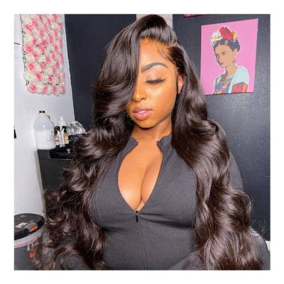 China Virgin European Thick Smooth Soft 13x4 Brazilian Lace Frontal Women Color Wig 100% Body Wave Hair 100% Lace Front Wigs 30 Inch for sale