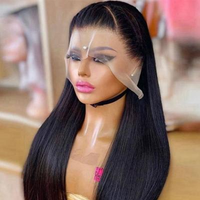 China 360 Transparent 100% Pre Plucked Thick Soft Straight Human Hair Full Lace Wigs Virgin Human Hair Wigs For Black Women for sale