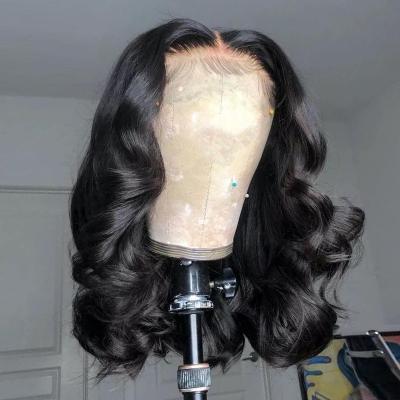 China Soft Smooth Thick Brazilian Pre Plucked 180 Density Frontal Wigs Short Bob Body Wave Human Hair 13x4 Lace Front Wigs for sale