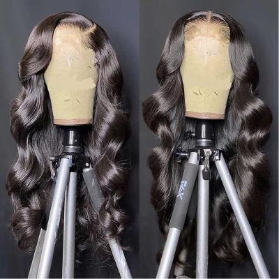 China Soft Smooth Thick 13X4 Hd Lace Frontal Wig 30 Inch Body Wave Lace Front Wig 180% Wet And Wavy Transparent Brazilian Human Hair Front Wigs for sale