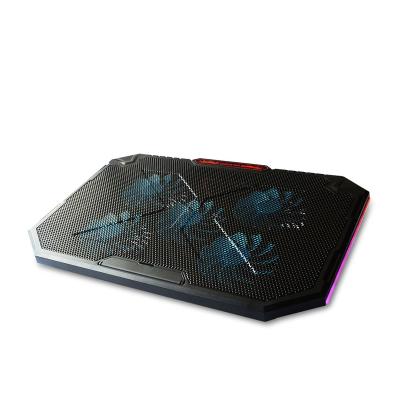 China Dual USB Interface 5 Fans Up To 17.3 Inch Heavy Notebook Cooler RGB Notebook Cooling Pad for sale