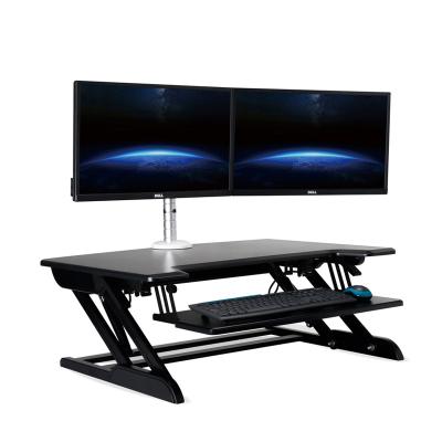 China Wholesale (Height) Adjustable Sit To Stand Computer Riser Desk Station With Keyboard Mouse Tray for sale