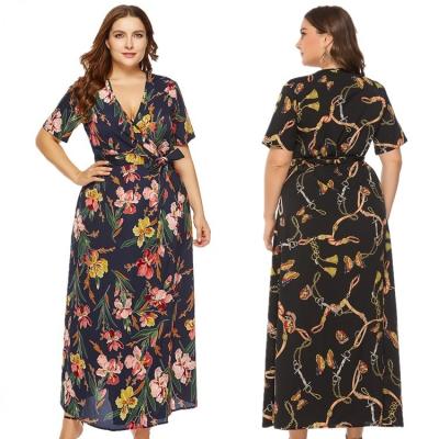 China New 2022 Plus Size Women Breathable Printing Dress Bohemia Beach Skirt for sale