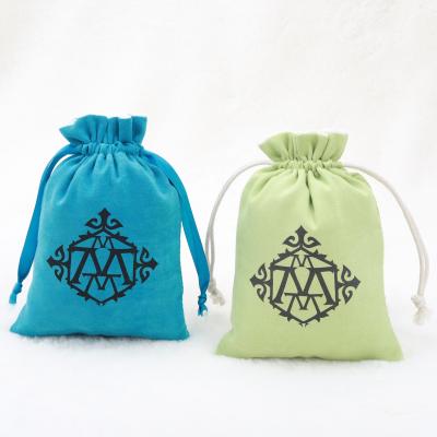 China Small Logo Printed Suede Velvet Necklace Bracelet Jewelry Gift Packaging Bag Recyclable Custom Drawstring Pouch for sale