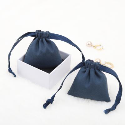 China Blue Customized Pouch Luxury Recyclable Mini Ring Earring Jewelry Suede Microfiber Jewelry Gift Packaging Drawstring Pouch for sale