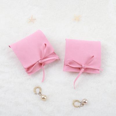 China Recyclable Pink Jewelry Pouch Microfiber Jewelry Envelope Cute Dust Bag for sale