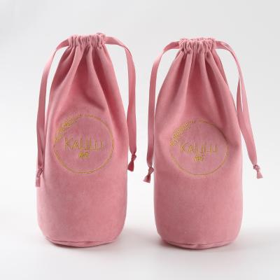 China Safety Gold Logo Velvet Shoe Dust Bag Luxury Drawstring Hair Shopping Bag for Handbag Super Soft Velvet Gift Packing Pouch for sale