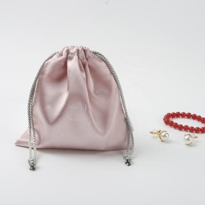 China Recyclable Luxury Silk Satin Drawstring Bag Logo Printed Drawstring Jewelry Pouch Custom Made for sale