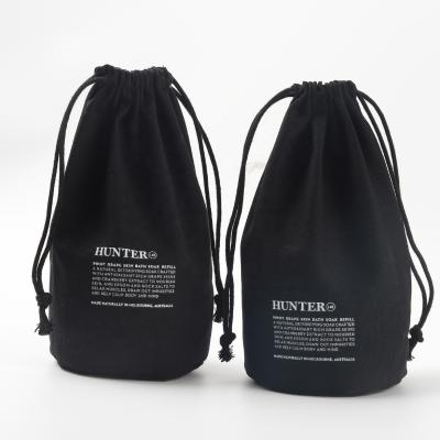 China Wholesale Recyclable Black Canvas Dust Bag Candle Gift Drawstring Packaging Pouch for sale