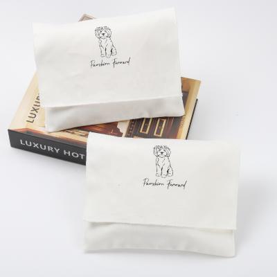 China Custom Logo Printed Twill Cotton Envelope Recyclable Custom Gift Dust Bag White Luxury Jewelry Packaging Cosmetic Pouch for sale