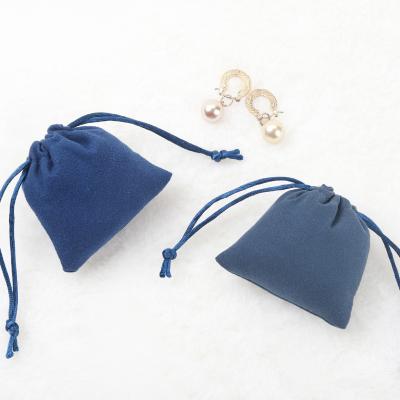 China Customized Recyclable Mini Microfiber Gift Bag Thick Suede Cord Microfiber Jewelry Pouch for sale