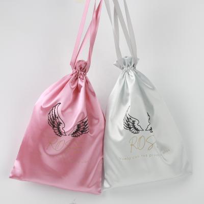 China Customized Recyclable High End Brown Satin Dust Bag Pink Satin Drawstring Bag Gift Pouch High End Bag for sale