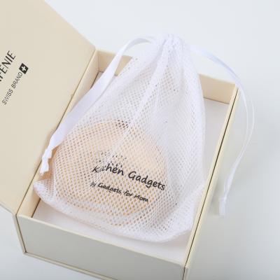 China Customization Recyclable Polyester Drawstring Bag Nylon Mesh Free Soap Tote Bag for sale