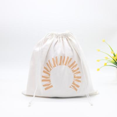 China Recyclable Custom Logo Printed Cotton Twill Dust Bag For Shoes White Cotton Flannel Muslin Drawstring Gift Bag for sale