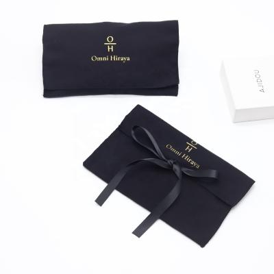 China Gold Logo Cotton Flannel Envelope Dust Recyclable Custom Bag For Soft Wallet Cotton Flannel Handbag Recycled Gift Jewelry Envelope Pouch for sale