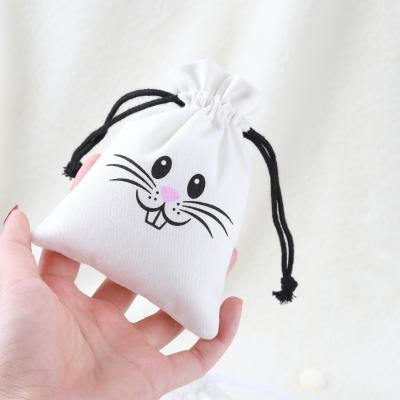 China Recyclable 8Oz Cotton Canvas Drawstring Dust Gift Pouch Brushed Canvas Cosmetic Bag for sale