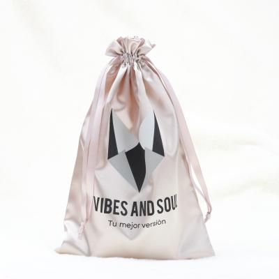 China Recyclable High Quality Customized Silk Satin Hair Drawstring Bag Satin Dust Pouch for sale