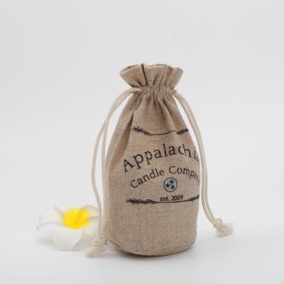 China Recyclable Natural Round Jute Bottom Bag For Candle Jute Wine Packaging Pouch for sale