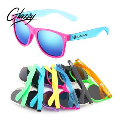 China Custom 400 UV Colored Sun Glasses With Logo Eye Glasses China Wholesalers Cheap Colorful PC Promotional Sunglasses for sale