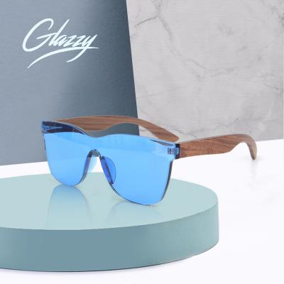 China Fashion Sunglasses Luxury Custom Engraved Logo Fashion Polarized Bamboo Rimless Wooden Sunglasses for sale